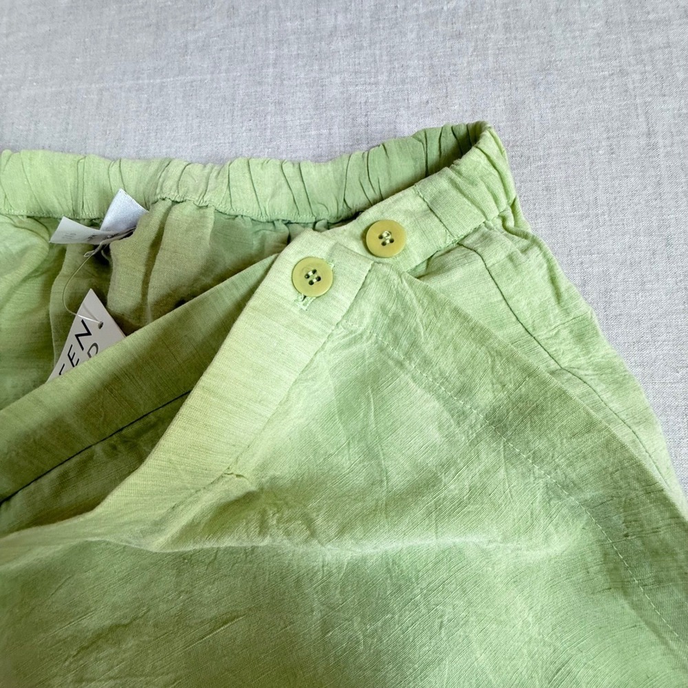 Eileen Fisher Button Wrap Skirt Women 3XP Lime Green NWT Linen Blend Midi - Picture 2 of 13